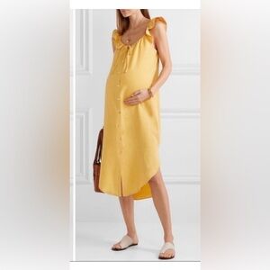 Hatch Jenna Linen Yellow Maternity Sundress size Small
